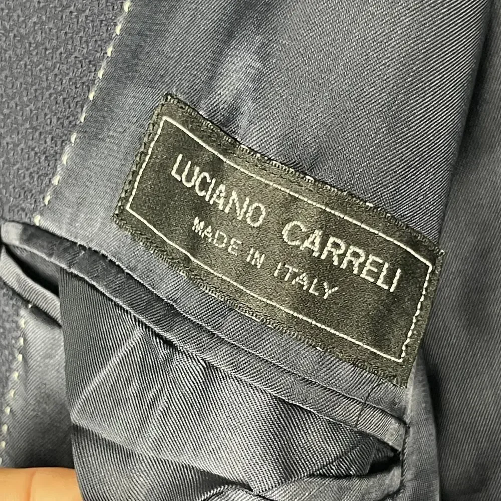 Luciano‎ Carreli Wool Blazer Sport Coat Mens 46R Blue Super 120s Career Italy